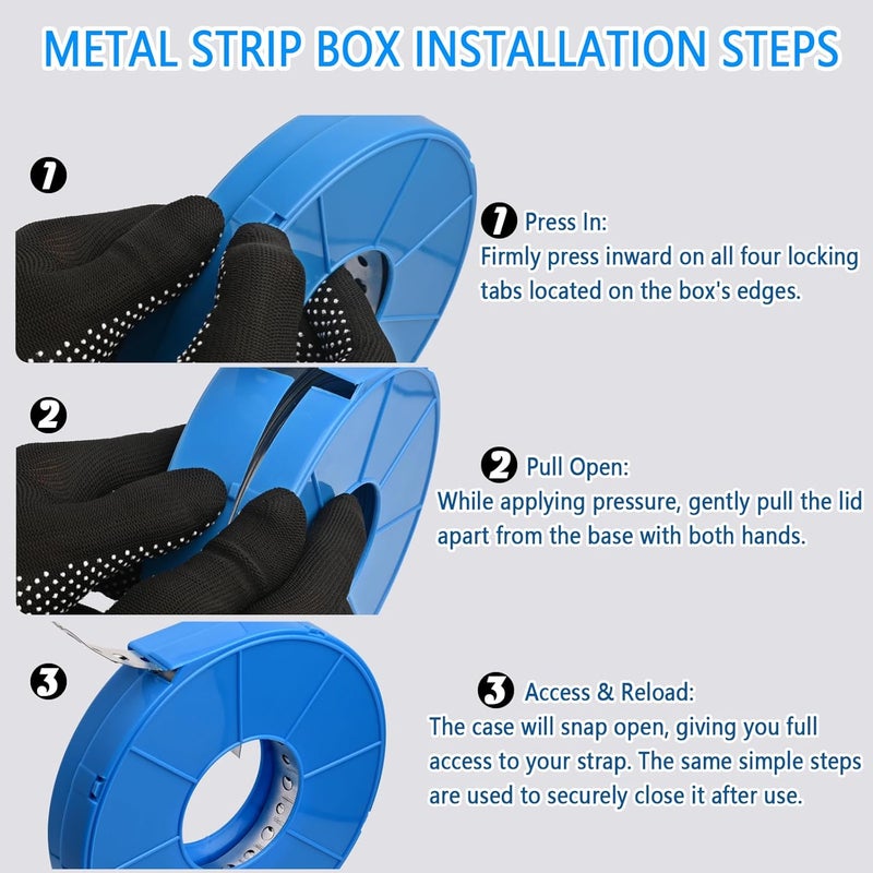 Yucime Galvanized Metal Pipe Strap 3/4" x 100 FT, 32-Gauge - Metal Hanger Strapping with Holes for Pipe Support, Flexible Trimming | Includes Storage Case & Gloves - Image 4